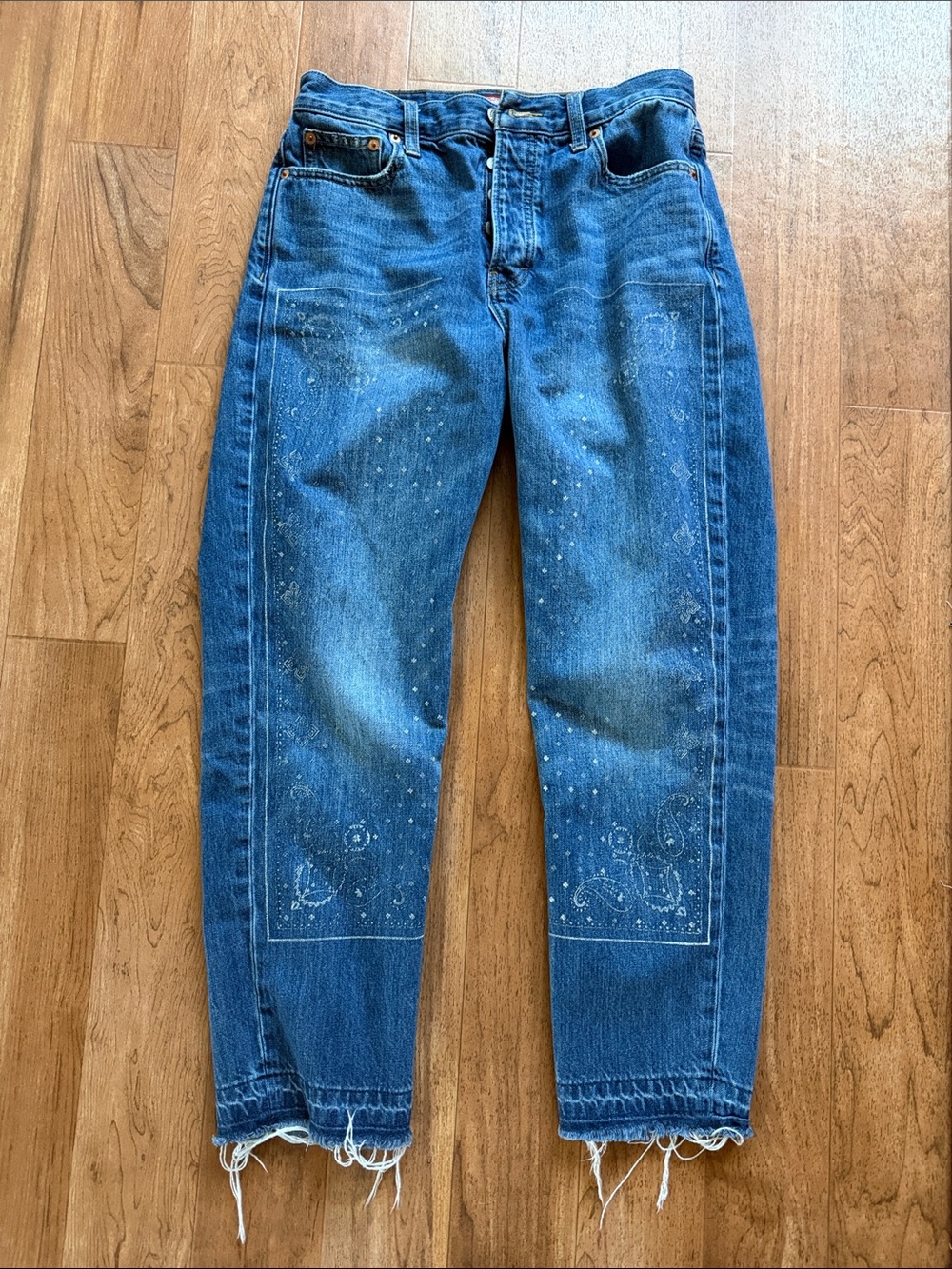 Lucky Brand Blue Boyfriend Jeans with Bandana Print
